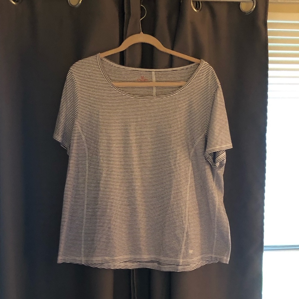 Talbots short sleeve white/black striped shirt